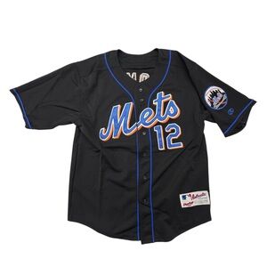 Vintage New York Mets Jersey Youth Black MLB Baseball Alomar #12 Rawlings Jersey